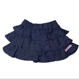 NWT RUFFLEBUTTS DENIM BOW SKIRT 6-12